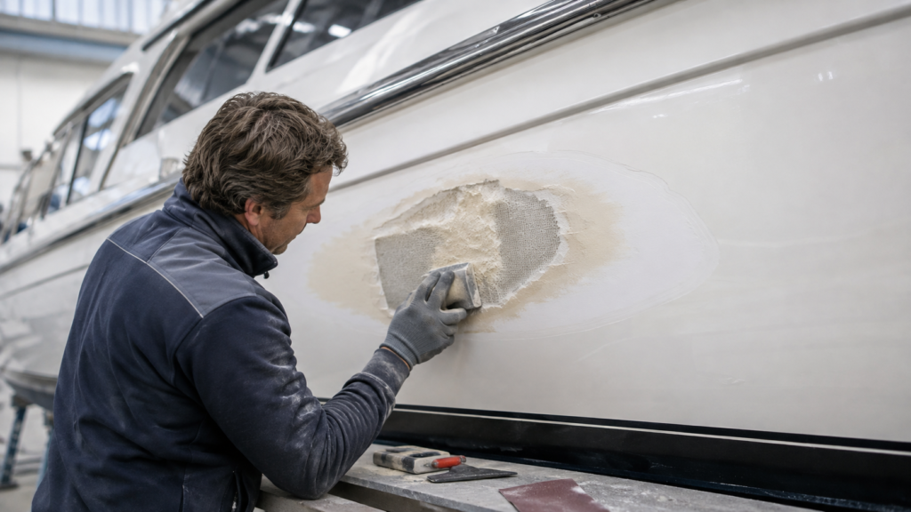 Boat and Yacht Fiberglass and Gelcoat Repair in Mallorca Professional fiberglass boat repair in Mallorca